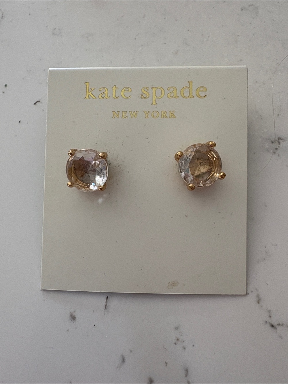 kate spade Gold-Tone Clear Crystal Round Stud Earrings